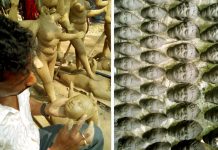 কালি প্রতিমা তৈরিতে ব্যস্ত শিল্পী