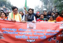 কাঁকসায় বিজেপি কর্মী খুনের প্রতিবাদে আসানসোলে প্রতিবাদ মিছিল
