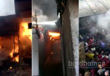 জামুড়িয়া হাটতলায় ভয়াবহ আগুনে ভস্মীভূত ১০টি দোকান