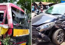 দুর্গাপুরে বেপরোয়া মিনিবাসের ধাক্কা চারচাকা গাড়িতে